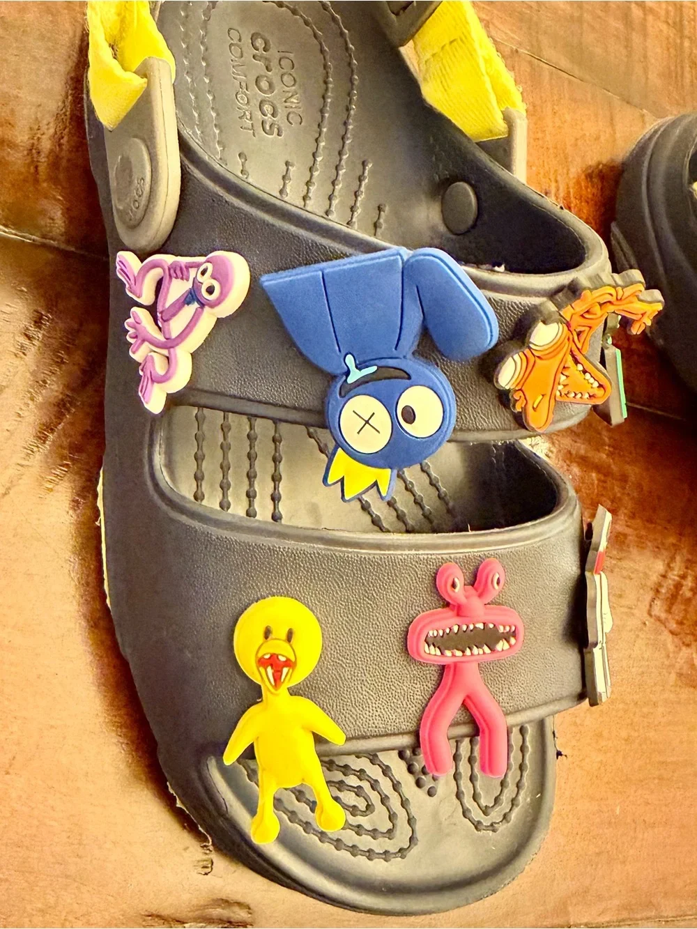 Crocs J3 Kids Classic All-Terrain Sandal Black & 14Charms Adjustable Straps